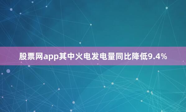 股票网app其中火电发电量同比降低9.4%